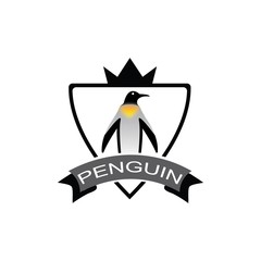 Penguin bird vector logo. Arctic animal symbol, North Pole and South Pole.