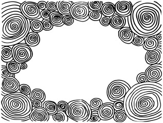 A frame made of curls with large sperales with an empty space in the middle.