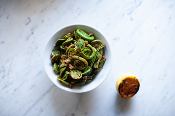 Cooked Fiddleheads with Lemon