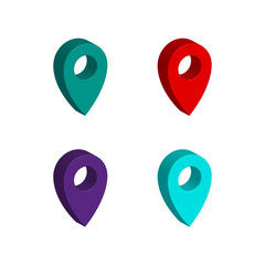 Set of colorful map pointers flat vector icons isolated on a white background.