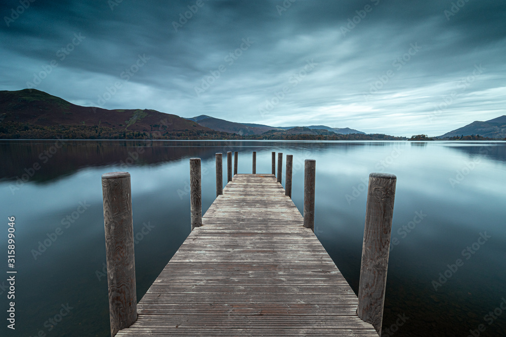 Wall mural pier on the lake