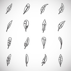 Feather icons set outline on background for graphic and web design. Creative illustration concept symbol for web or mobile app