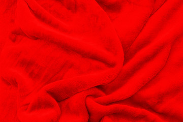 Red silk fabric texture can use for background. Top view.