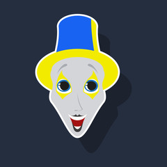 realistic paper sticker on theme humor clown mime