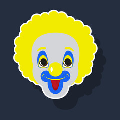 realistic paper sticker on theme humor cheerful clown
