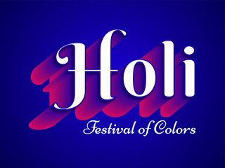 Holi Text in 3D Blend Effect on Blue Background for Festival Of Colors.