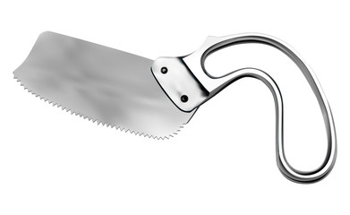 Plaster saw Bergman. Manual surgical cutting tool. Stainless steel metal saw. Vector illustration.