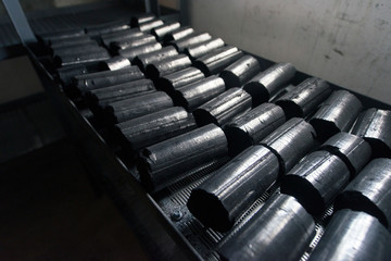 coal briquettes obtained as a result of tire recycling, factory for processing automobile wheels
