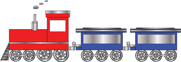 Red Blue and Silver Kids Choo Choo Train with Train Cars