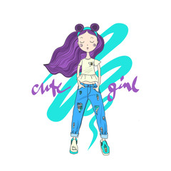 Cute girl on white background