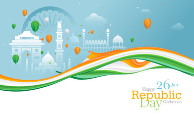 Happy Republic Day Celebration Greeting Background 
