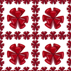 Beautiful seamless pattern of watercolor red bows.Isolated on a white background.