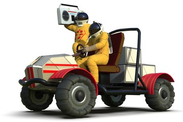 image of martian rover with music 3D illustration