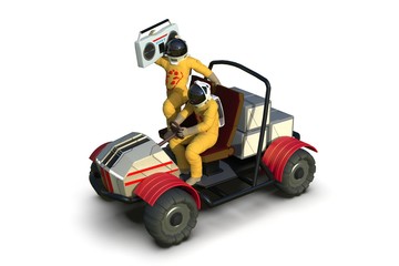 image of martian rover with music 3D illustration