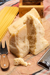 Cheese collection, hard italian cheese, aged parmesan and grana padano cheese