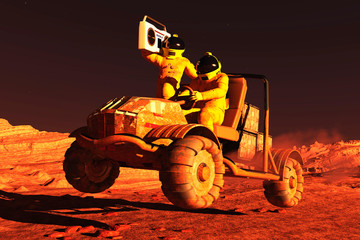 image of martian rover with music 3D illustration