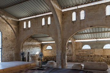 The reconstructed building of the Byzantine era in the archaeological site Ancient Shiloh in Samaria region in Benjamin district, Israel - obrazy, fototapety, plakaty