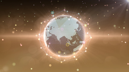 Fototapeta na wymiar Earth on Digital Network concept background, China, india, ASEAN,