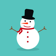 Snowman icon flat style. Vector