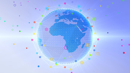 Earth on Digital Network concept background, EU, Africa, 