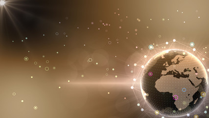 Earth on Digital Network concept background, EU, Africa, 