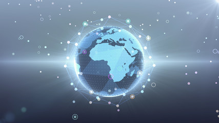 Fototapeta na wymiar Earth on Digital Network concept background, EU, Africa, 