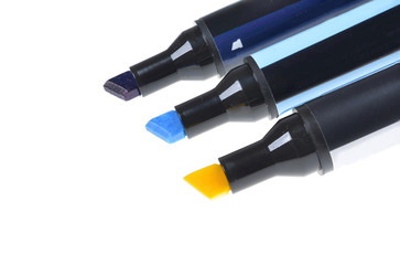 colored markers on isolated white background