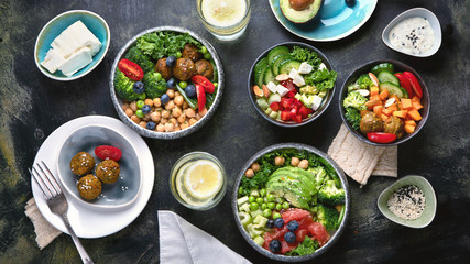 Healthy vegetarian dinner table setting