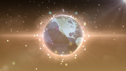 Earth on Digital Network concept background, U.S.A, North America,