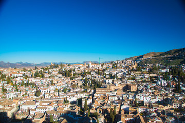 Fototapeta na wymiar GRANADA, SPAIN - February 5, 2019: La Alhambra is UNESCO World Heritage site in Granada, Spain. Spain is an European country which has many touristic places..