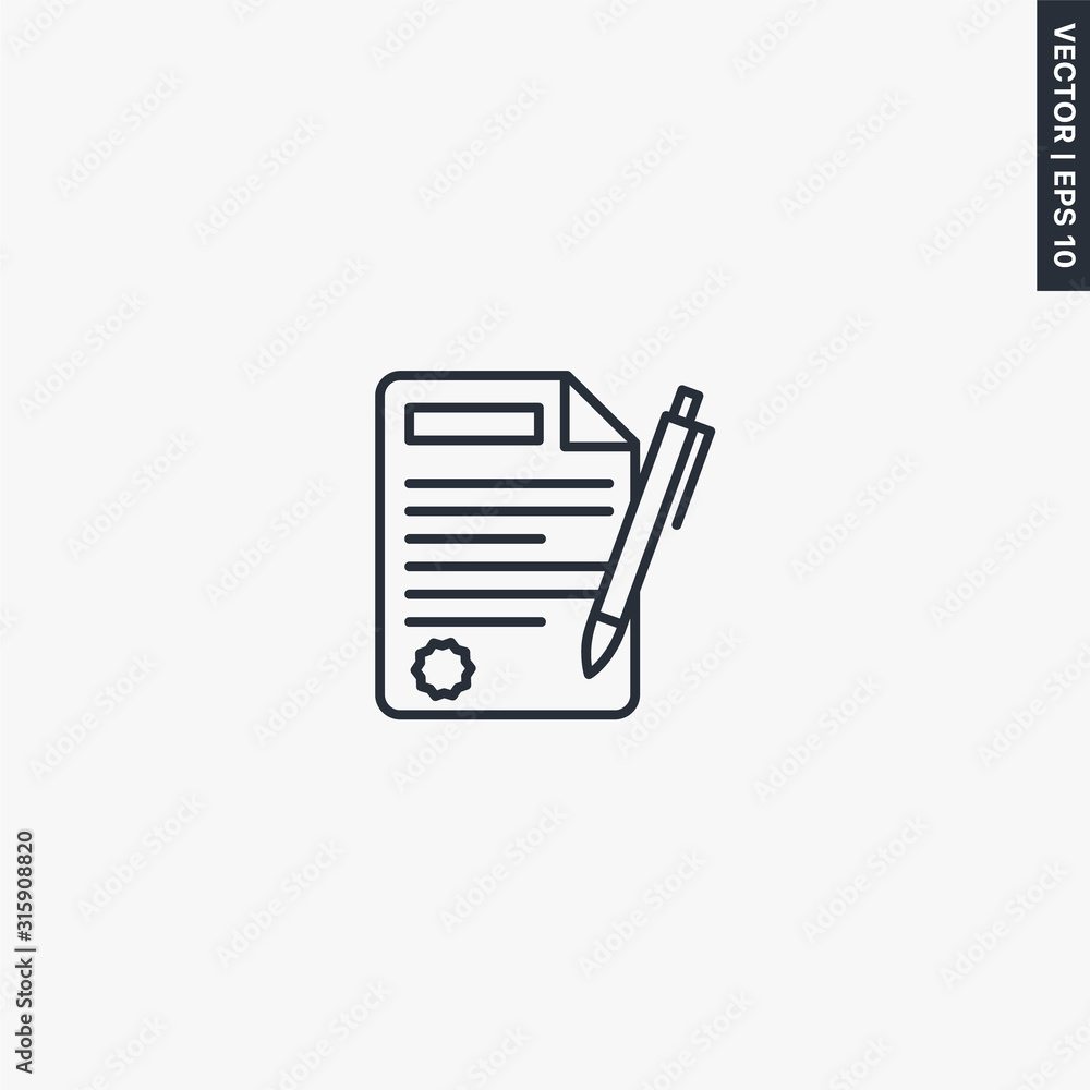 Poster document, contract icon, linear style sign for mobile concept and web design