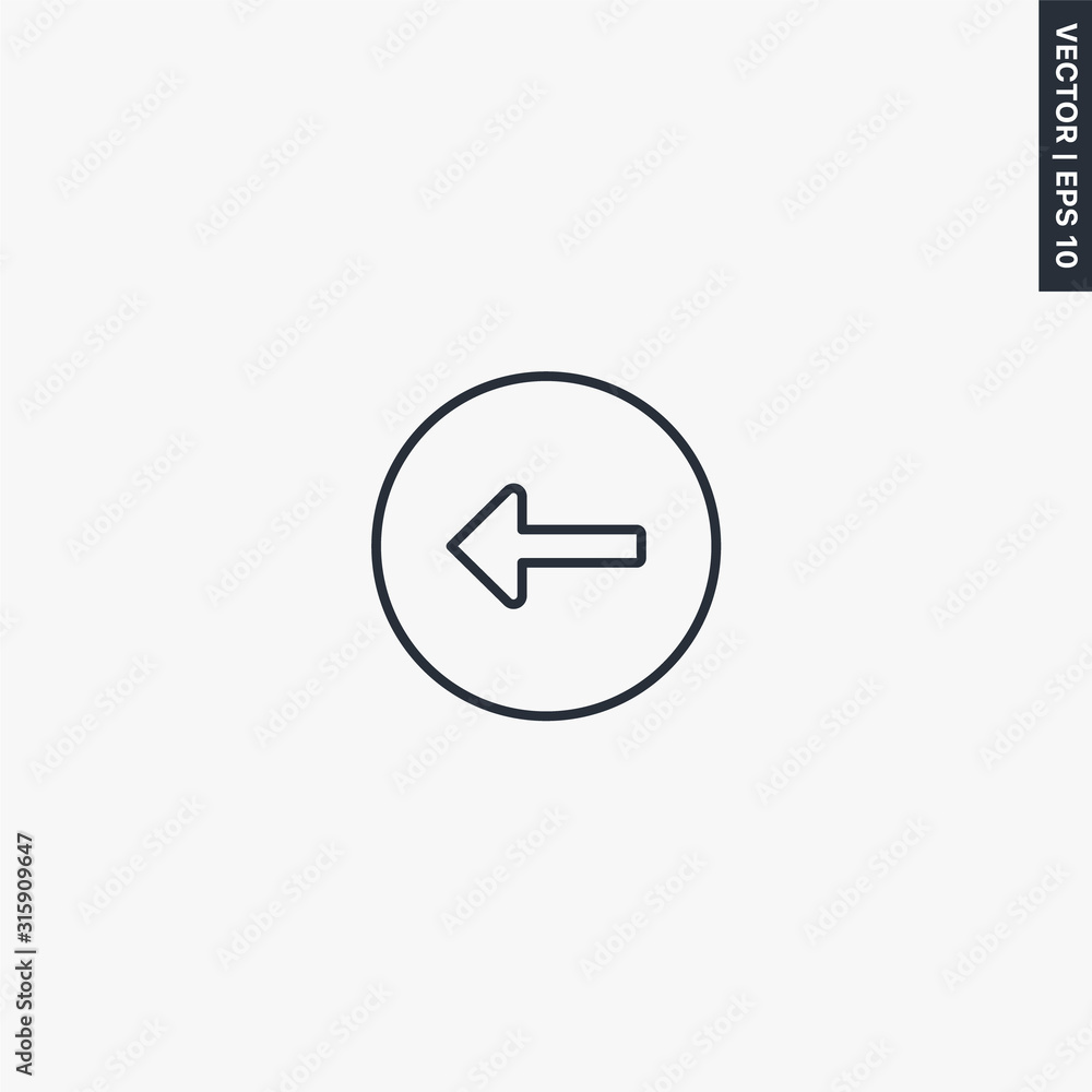 Poster left arrow icon, linear style sign for mobile concept and web design