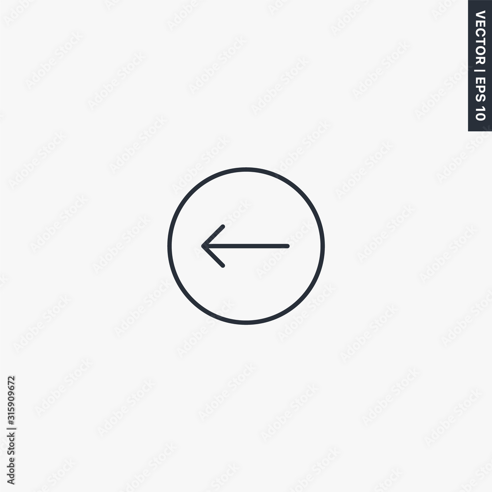 Poster left arrow icon, linear style sign for mobile concept and web design