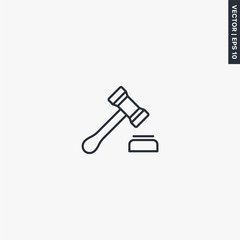 Judge gavel icon, linear style sign for mobile concept and web design