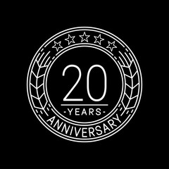 20 years anniversary logo template. 20th line art vector and illustration.