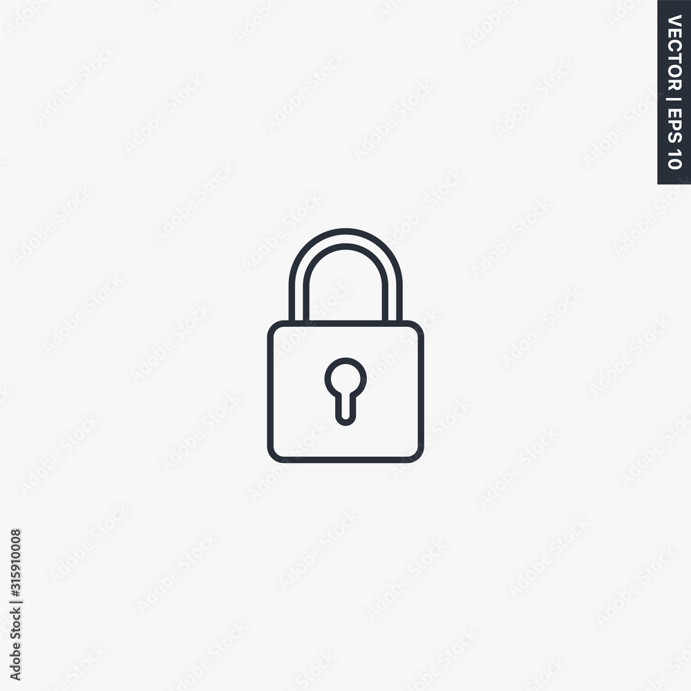 Poster lock icon, linear style sign for mobile concept and web design