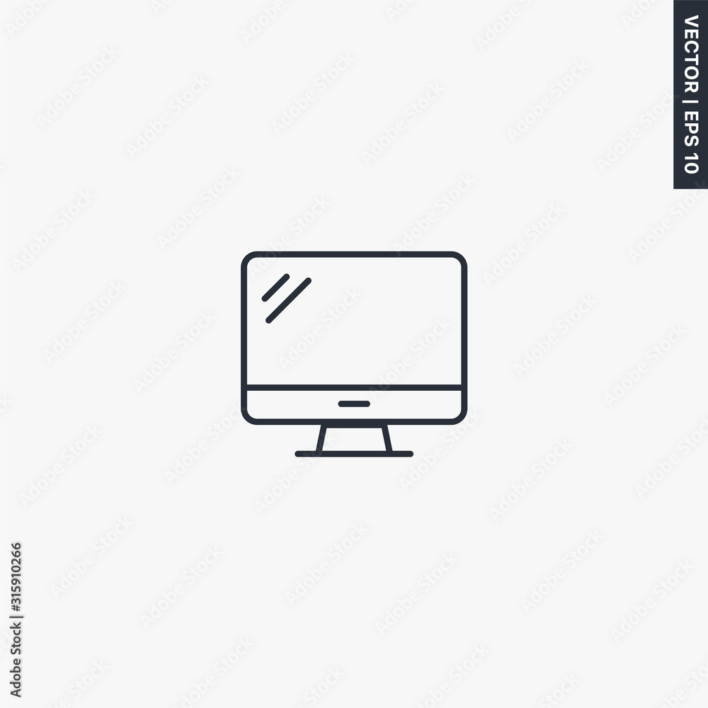 Poster monitor, display icon, linear style sign for mobile concept and web design