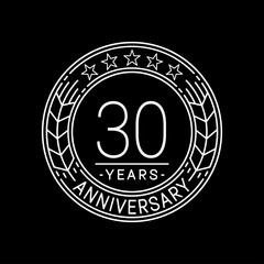 30 years anniversary logo template. 30th line art vector and illustration.