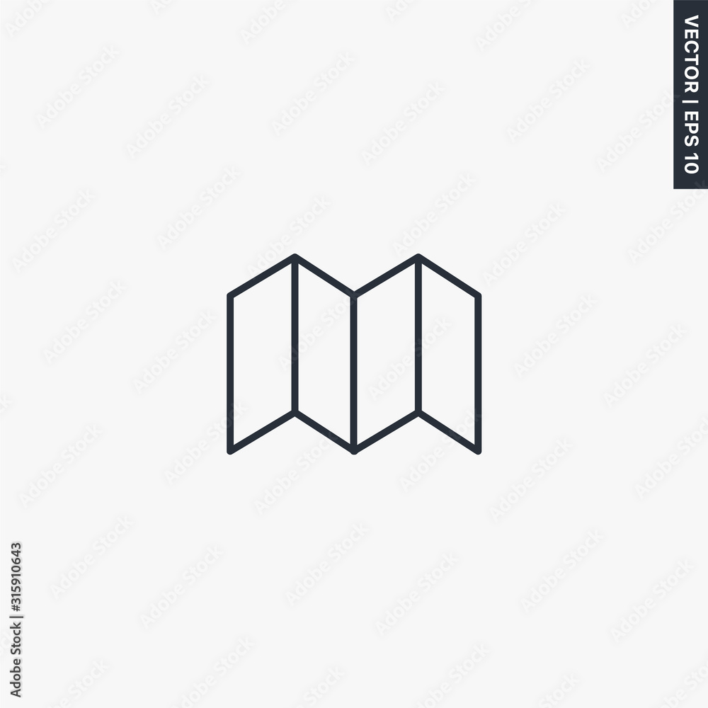 Poster paper map icon, linear style sign for mobile concept and web design
