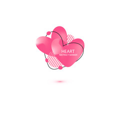 Two Hearts abstract banner collections. Organic or fluid shapes with pastel neon color design. Usable for web, social media, print, banner, backdrop, background template. Valentines day celebration