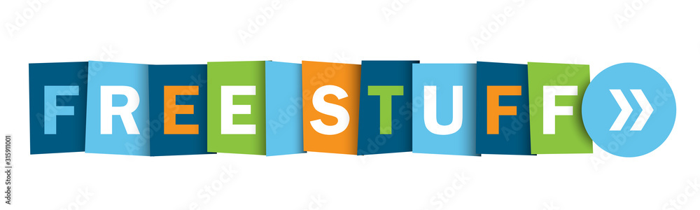 Aufkleber free stuff colorful vector typographic web button