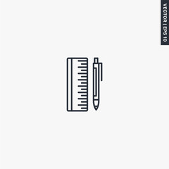 Ruler and pen icon, linear style sign for mobile concept and web design