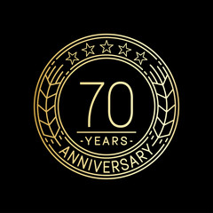 70 years anniversary logo template.  70th line art vector and illustration.