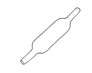 Rolling pin kitchen utensil. Minimalism. Black and white graphics. Basin washing clothes.