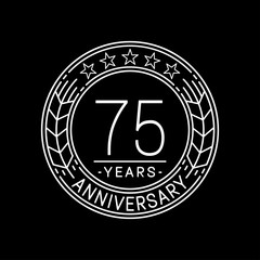 75 years anniversary logo template. 75th line art vector and illustration.