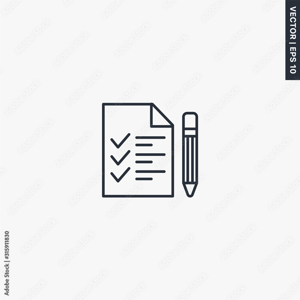 Poster testing icon, linear style sign for mobile concept and web design