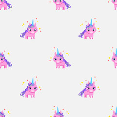 seamless pattern with red unicorn