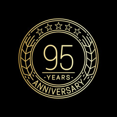 95 years anniversary logo template. 95th line art vector and illustration.