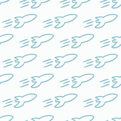 seamless pattern, space rocket art background design for fabric scarf and decor