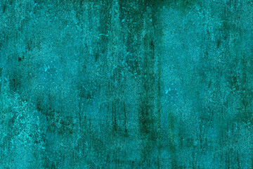 Old Green Brass Surface. Grunge Sheets Of Sea Water-colored Metal. Oxidized Bronze Covered By Rust And Corrosion. - obrazy, fototapety, plakaty